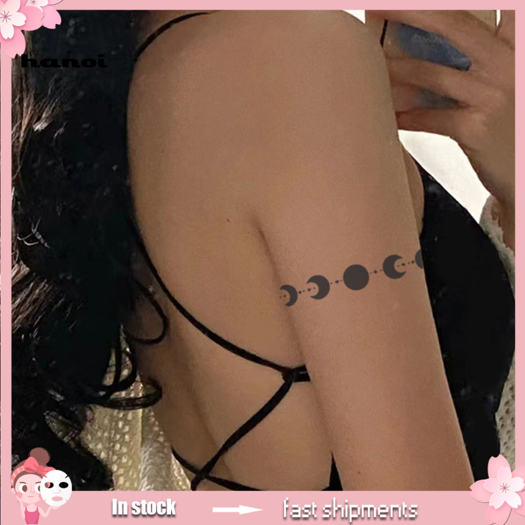 Safe Temporary Tattoo Adhesive 1 Sheet Waterproof Moon Pattern Easy Apply Long-lasting Plant-based Fake Tattoos Body Art