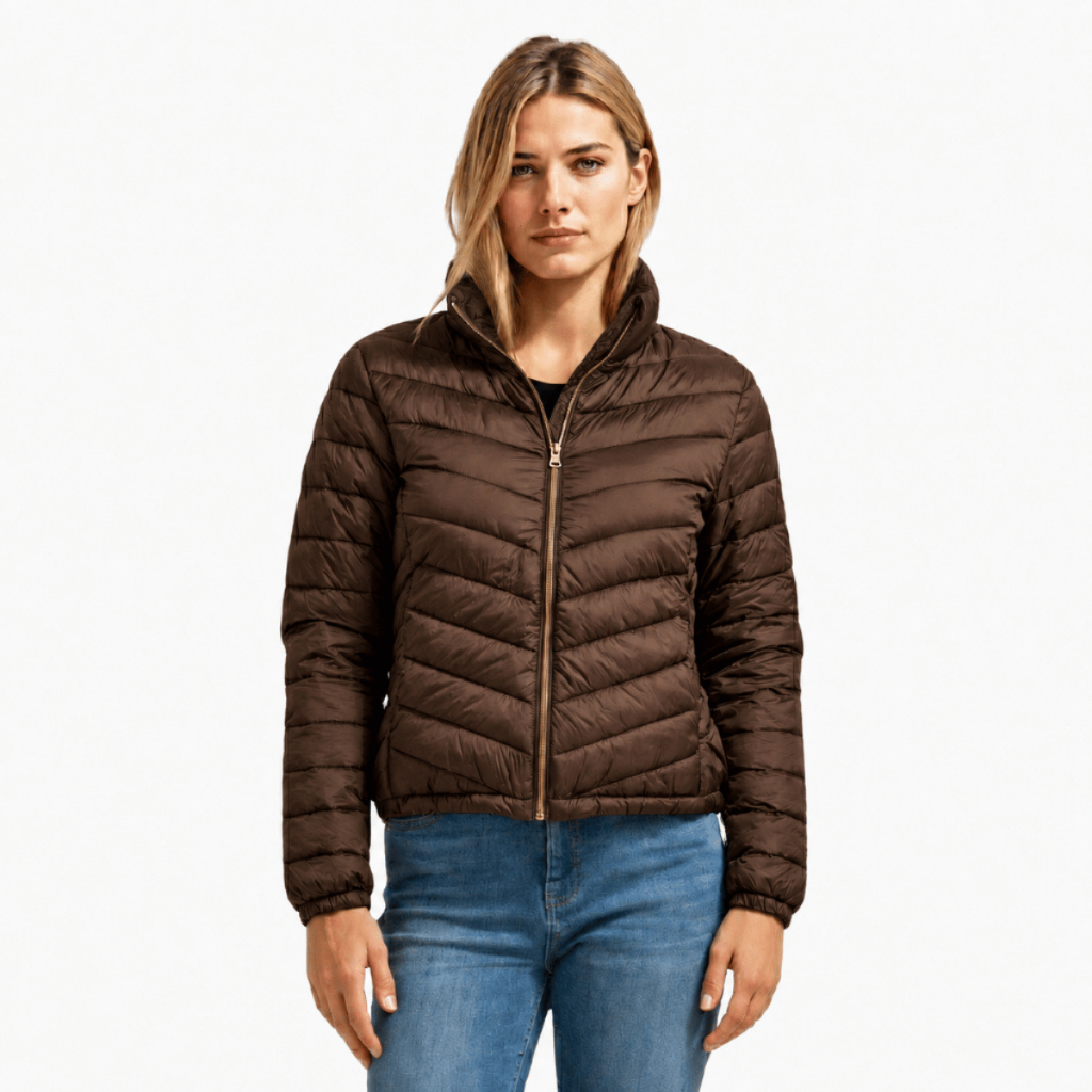 Bobojaco Feminino Modelo Puffer Com Bolsos e Sem Touca De Frio