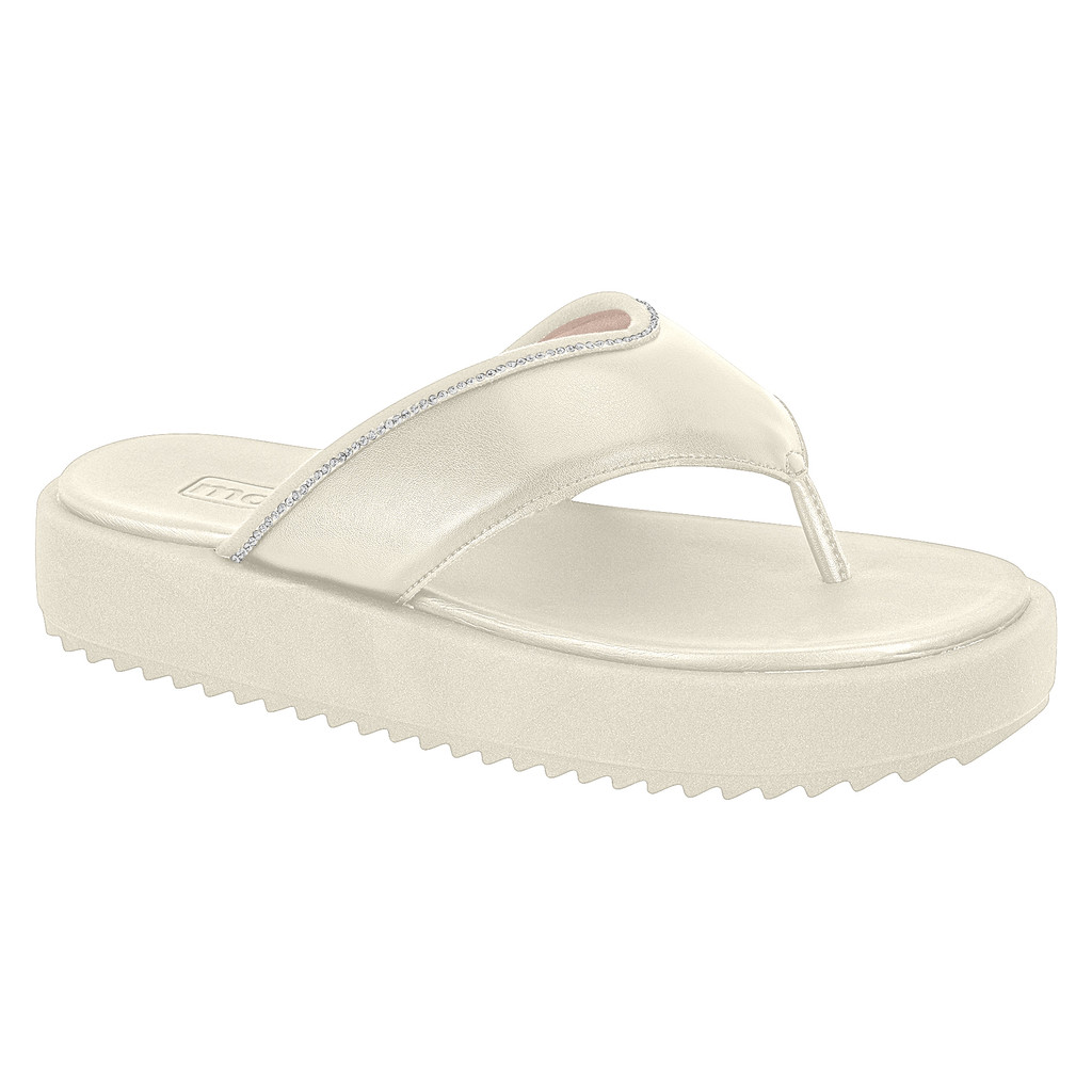 Chinelo Tamanco Moleca Tira Puffer Flatform Strass Anabela