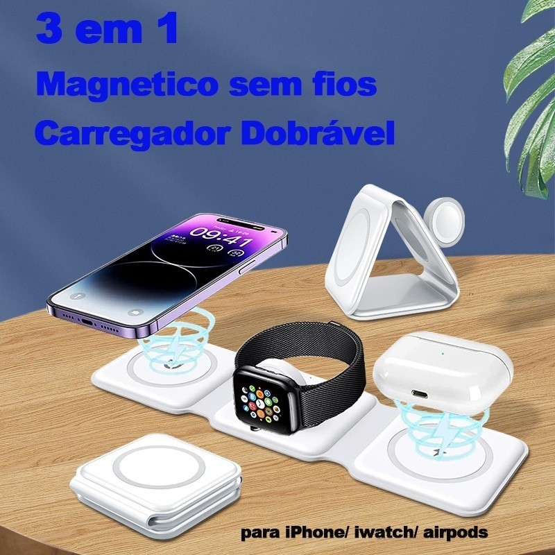 3in1 Carregador magnético sem fio Carregador magnético portátil KHS-1030