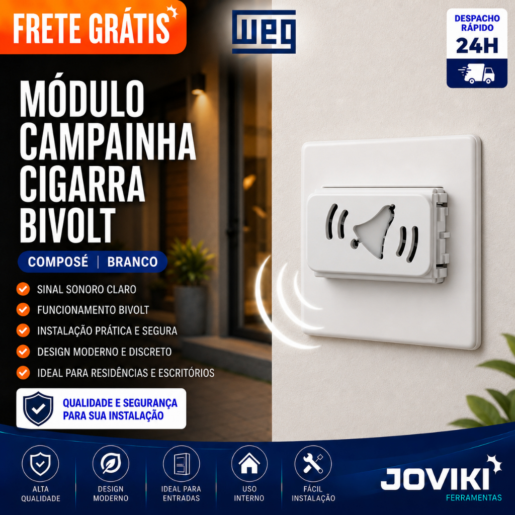 Módulo Campainha Cigarra Bivolt Branco Composé - Weg