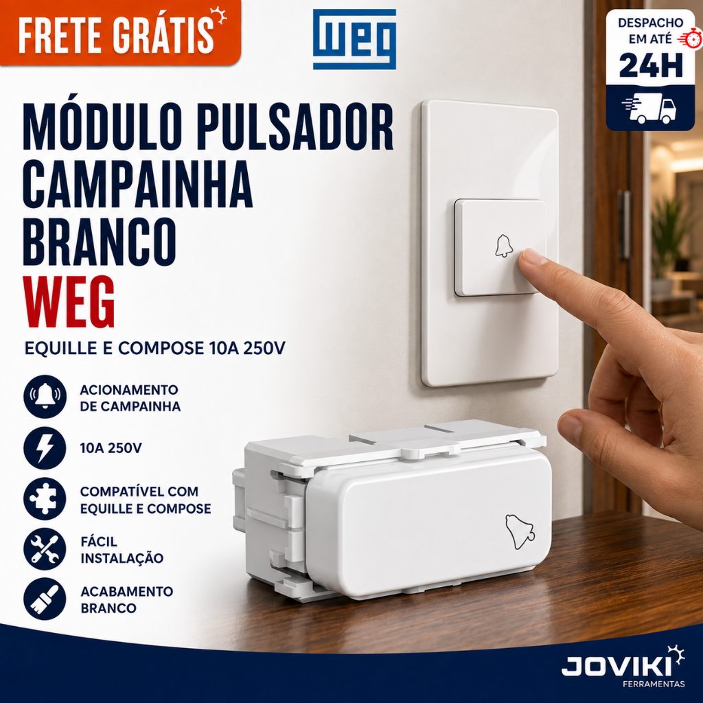 Módulo Pulsadores Campainha 10A 250V Equille e Compose Branco - Weg