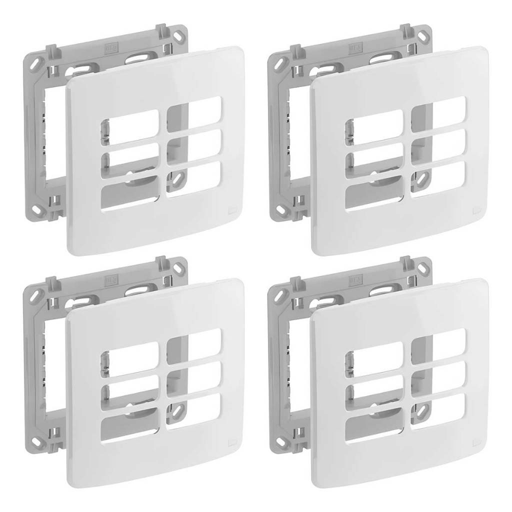 Kit 4 Conjuntos Placa 4x4 6 Postos Weg Compose Branco