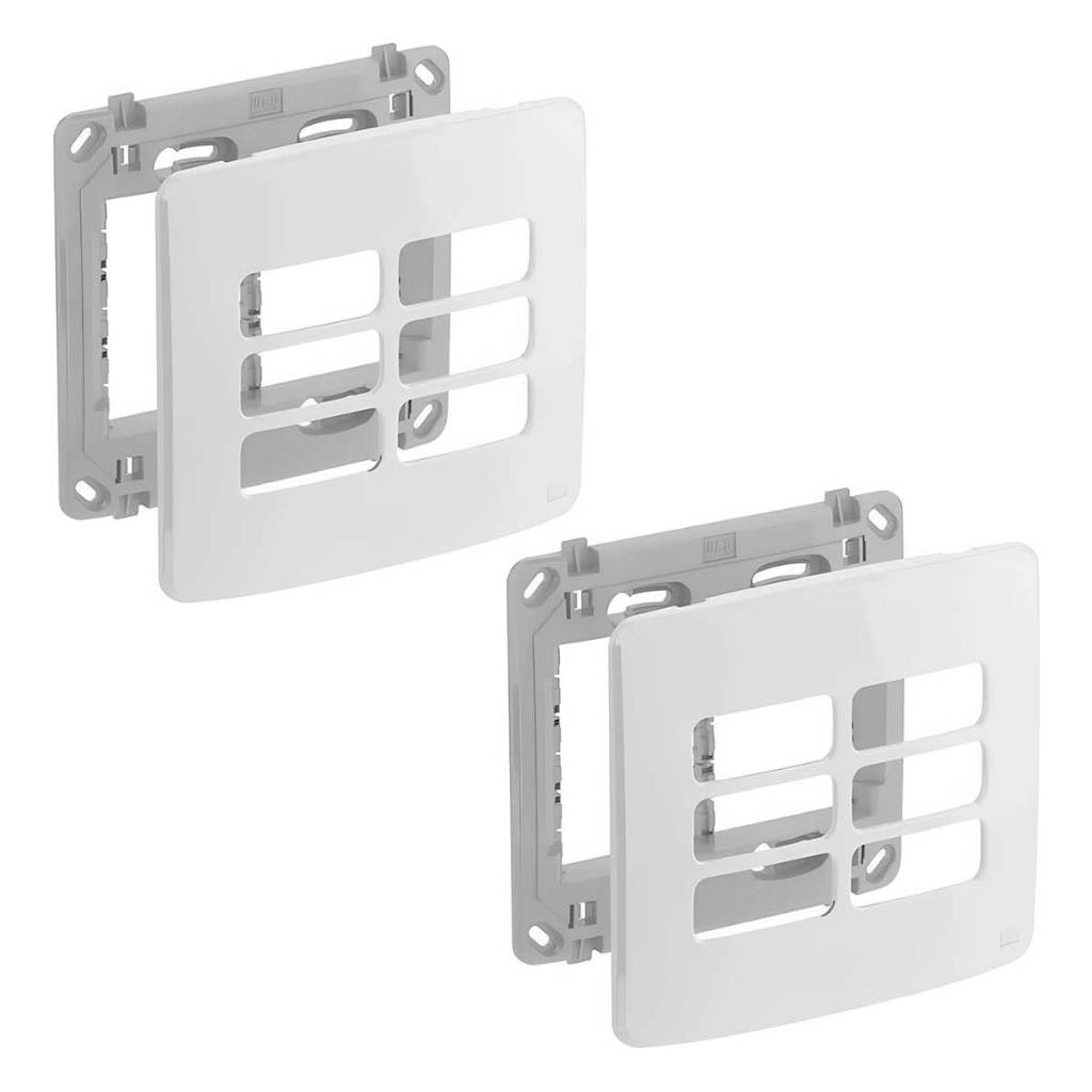 Kit 2 Conjuntos Placa 4x4 6 Postos Weg Compose Branco