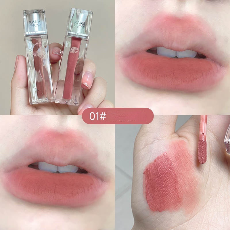 Kakashow 12 Cores Glacier Transparent Water Mirror Glass Hidratante Lip Glaze Matte Waterproof Lip Mud Lipstick