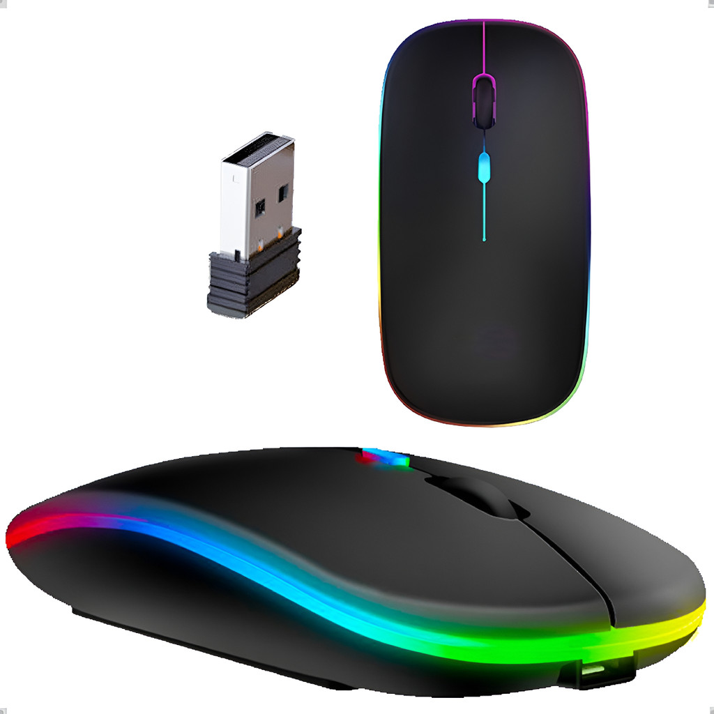 Mouse Sem Fio Recarregável Led Bluetooth Wireles Optico Game Ergonômico e Silencioso Para Notebooks E Computadores