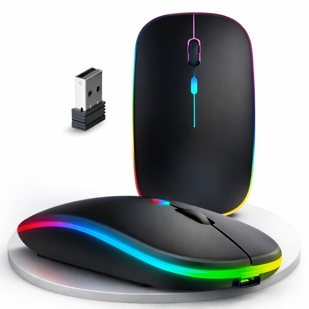 Mouse Led Recarregável Sem Fio Com Bluetooth Wireles Optico Game Para Notebooks E Computadores