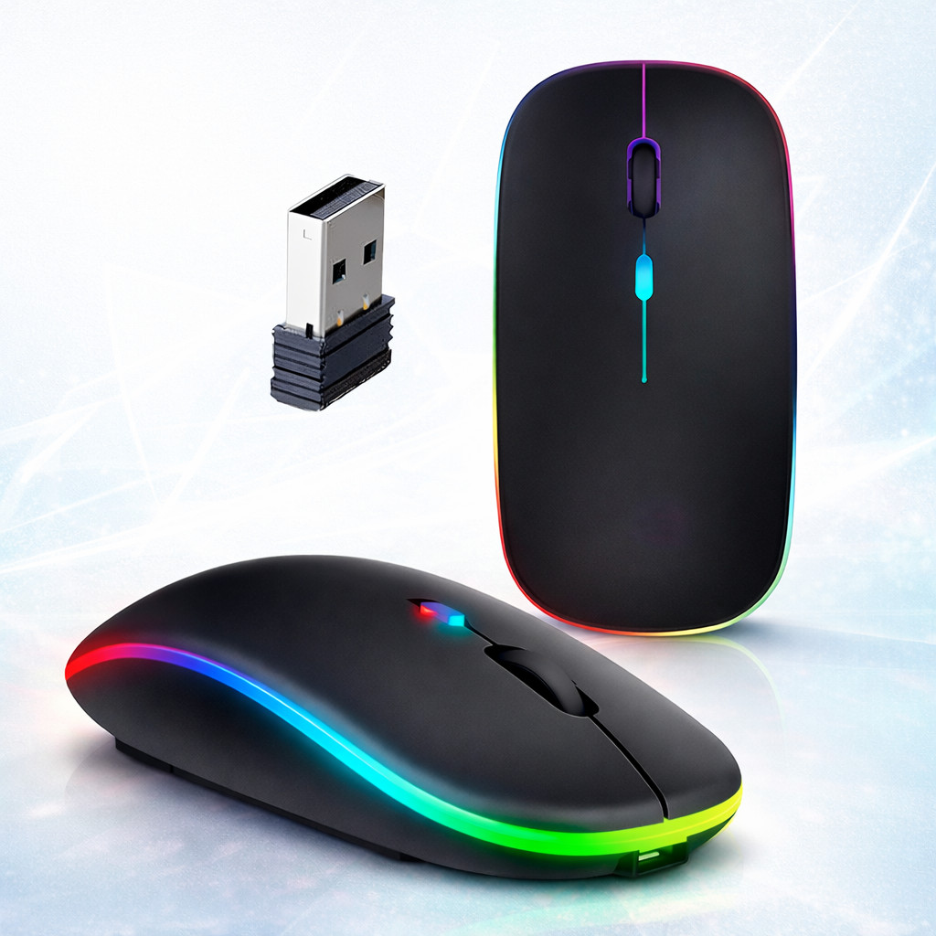 Mouse Sem Fio Com Bluetooth Recarregável USB Led Wireles Optico Game Resolução de 1600dpi
