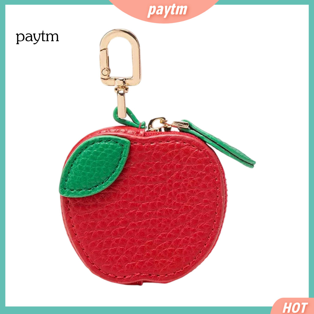 Unisex Coin Pouch Fruity Pattern Mini Faux Leather Wallet with Portable Headphone Case Bag Keychain Pendant – Cute Com
