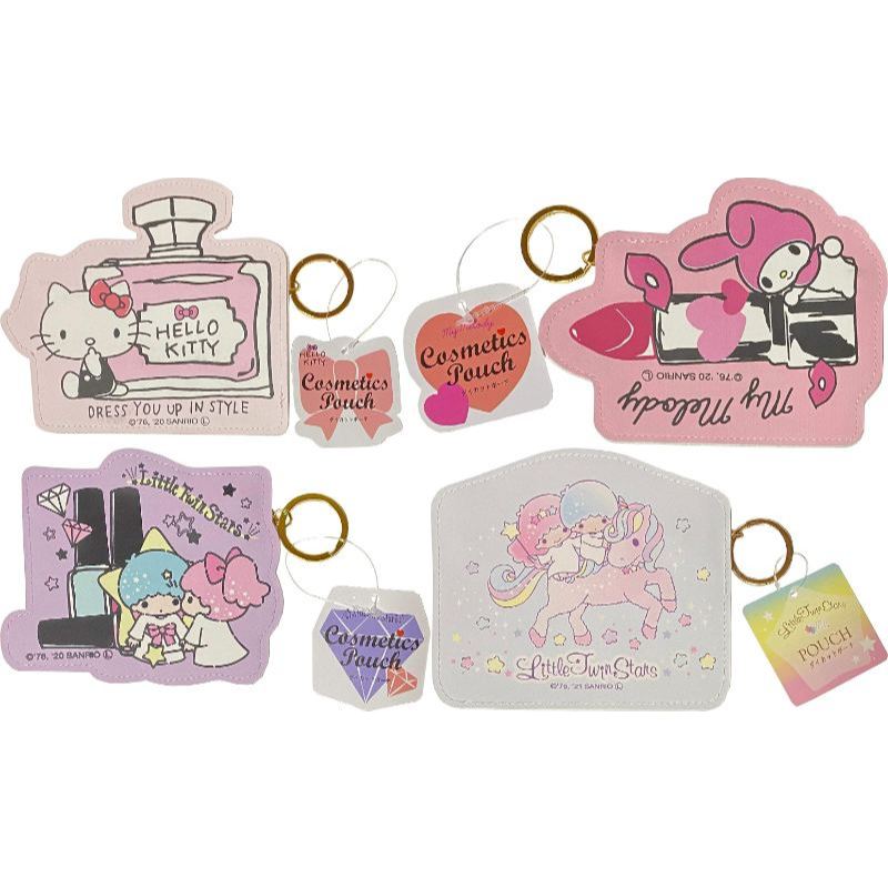 【Direct from Japan】Sanrio Die cut Mini Flat Pouch Coin Case Bag Accessories Polyurethane  with Key chain (Hello Kitty, My Melody, Little Twin Stars)