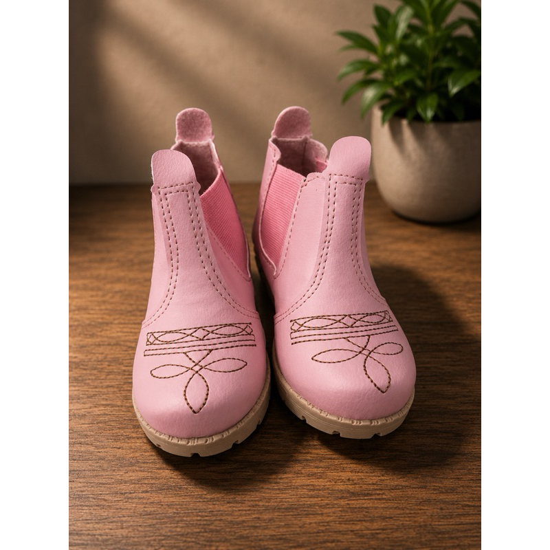 Botinha Jeca Menina Infantil Bota Princesa Bebê  Cowntry B60 PRETO PINK