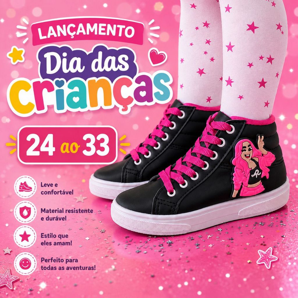 TENIS de meninas BOTINHA escolar CANO ALTO INFANTIL MENINA 24 AO 33 REF.6