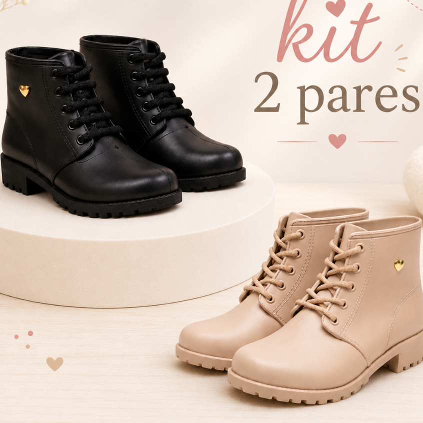 Bota Botinha Infantil Estilosa Moda Injetada Dois Pares