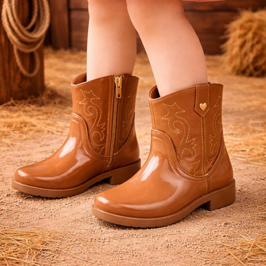 Bota Infantil Menina Texana Botinha Jequinha Country Cano Alto Leve Confortável Rodeio