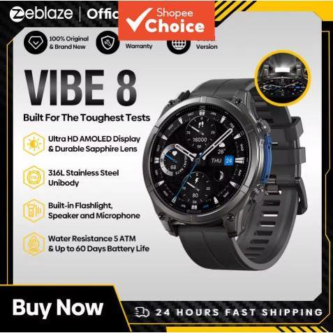 Zeblaze Vibe 8 - Smartwatch com display AMOLED 1.43, monitoramento cardíaco e pressão arterial, múltiplos modos