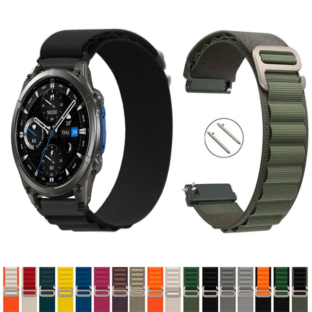 Pulseira 22mm De Nylon Alpinista para Smartwatch Zeblaze Vibe 8 Macia Leve compativel pinos Engate