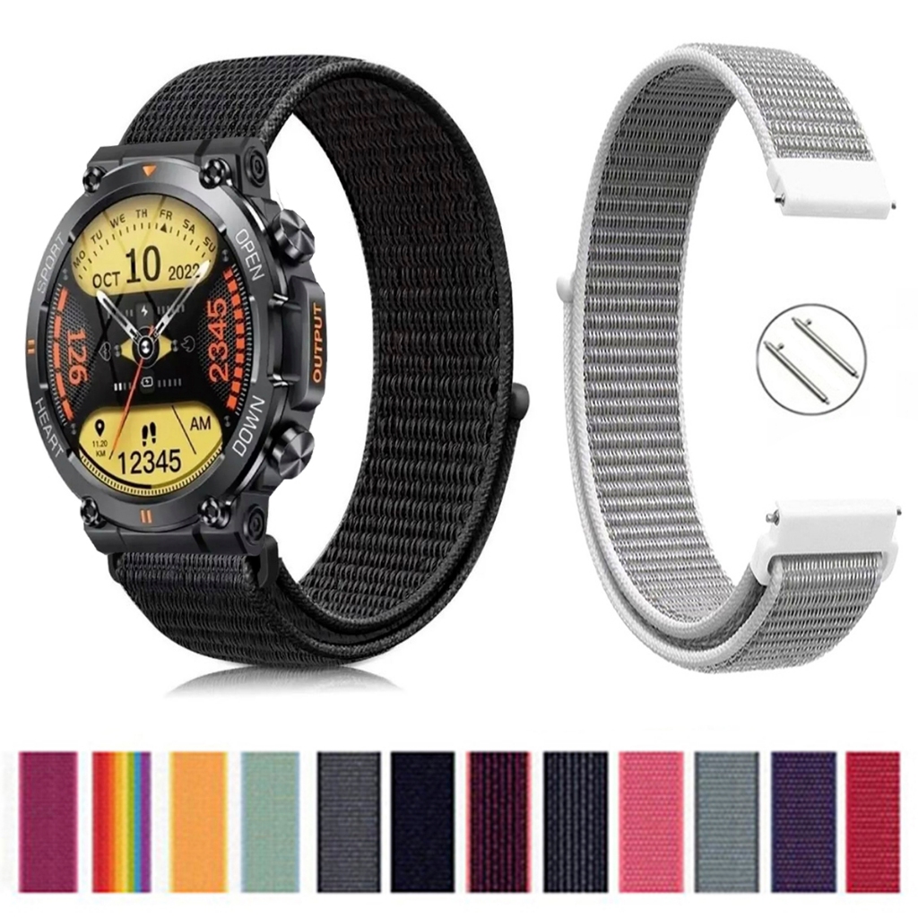 Pulseira 22mm de Nylon para Smartwatch Smartwatch Zeblaze Vibe 7 de Engate rapido Pronta entrega no Brasil