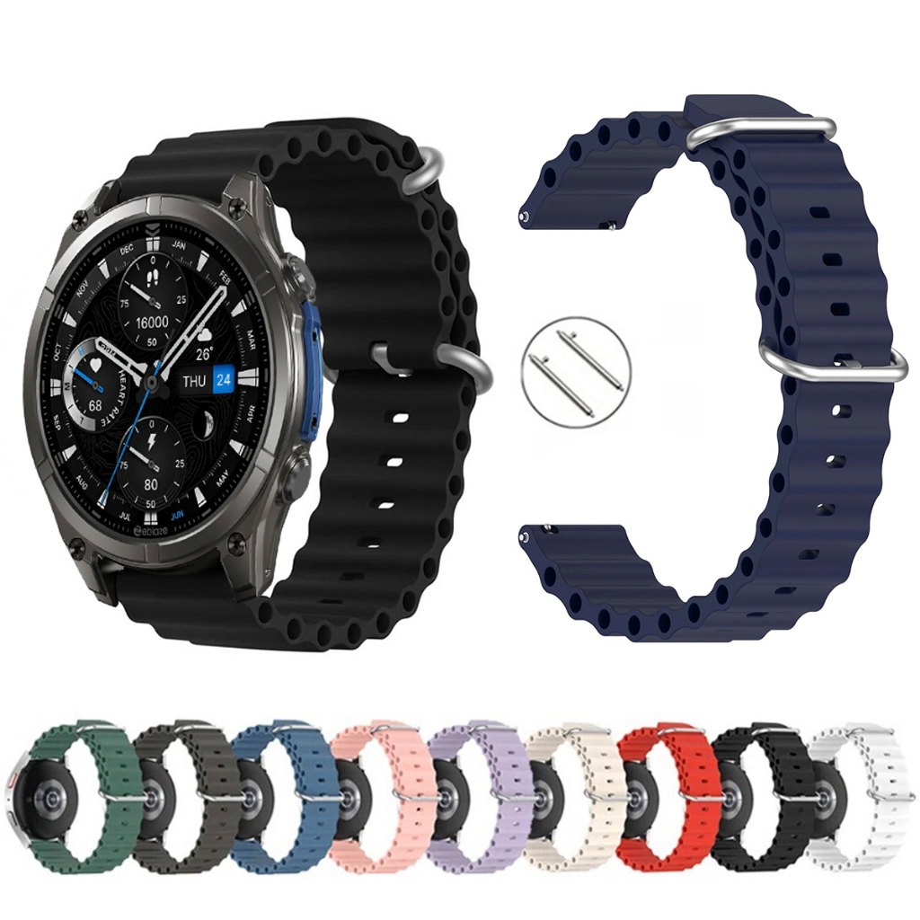 Pulseira 22mm Silicone Oceano para Smartwatch Zeblaze Vibe 8 de Engate Rapido