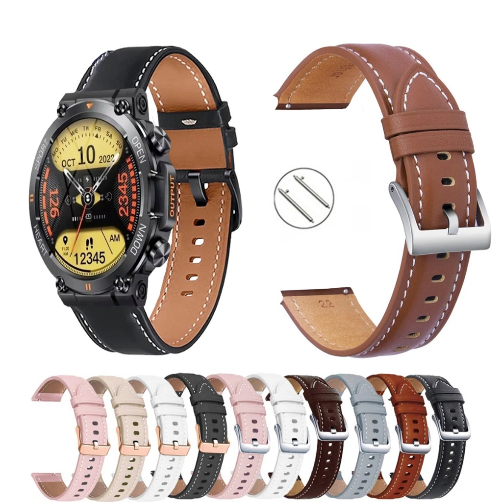Pulseira 22mm de Couro para Smartwatch Zeblaze Vibe 7 de Engate Rapido