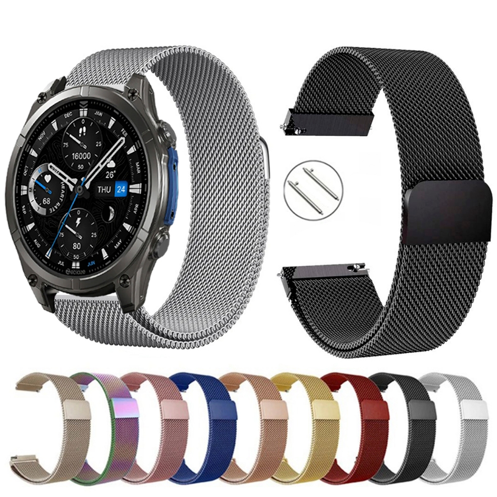 Pulseira de 22mm milanesa aço inox para Smartwatch Zeblaze Vibe 8 de Engate Rapido