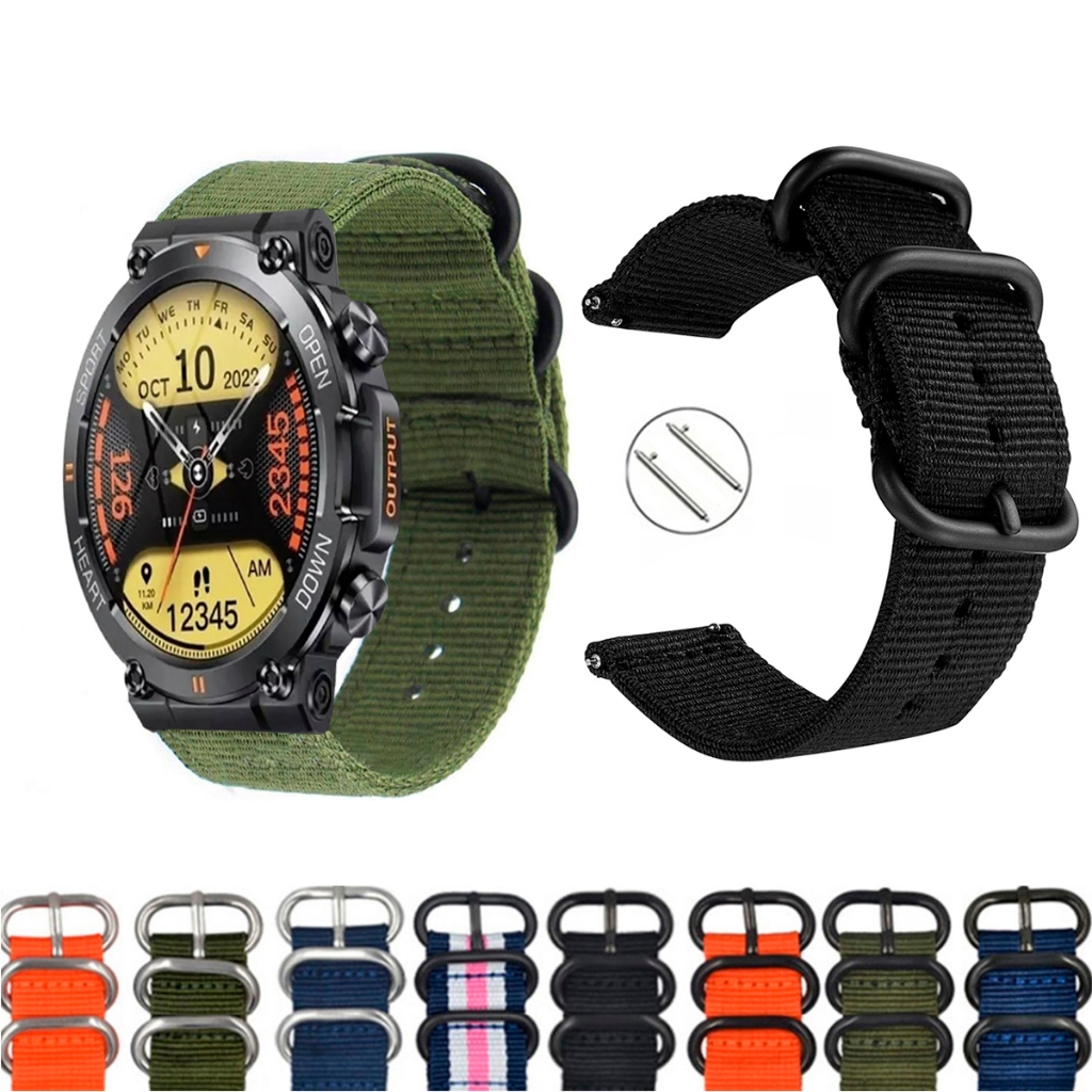 Pulseira 22mm Nylon Nato para Smartwatch Zeblaze Vibe 7 de Engate Rapido