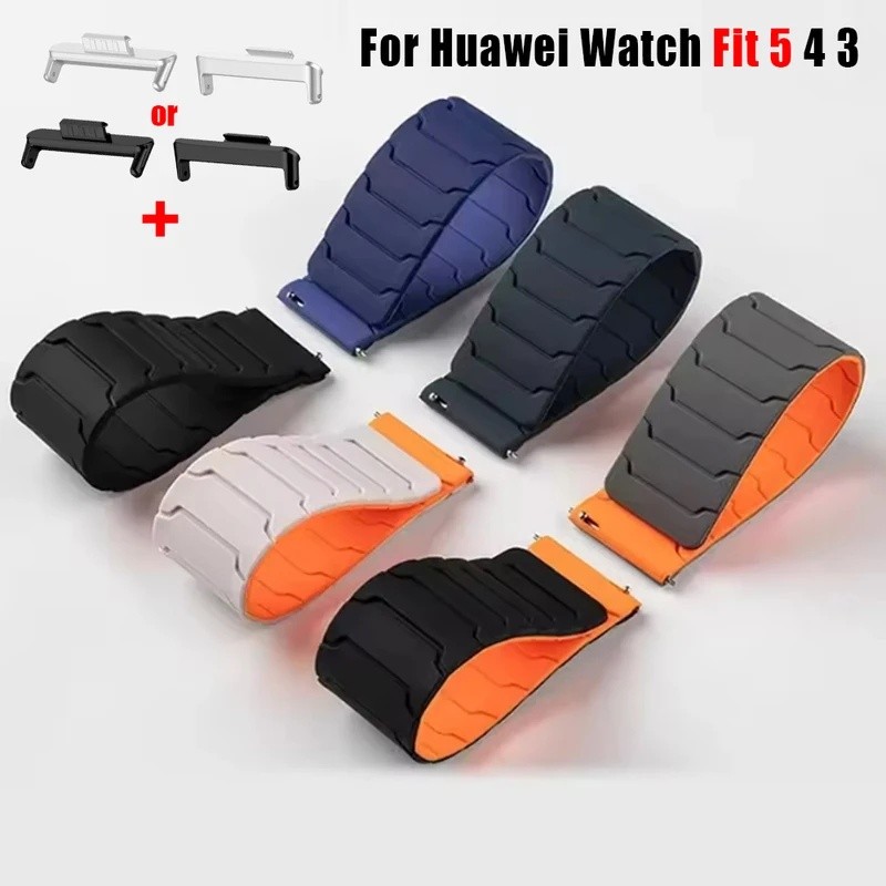 Pulseira de Silicone Magnética para Huawei Watch Fit5 4 3, Pulseira Esportiva para Huawei Watch Fit 5 5Pro 4 4Pro