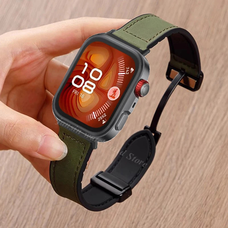 Pulseira de Couro e Silicone para Huawei Watch Fit 4 Pro Fit3, Pulseira Esportiva com Laço Magnético para Huawei Fit4 Fi