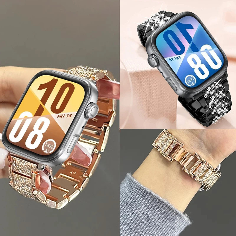 Pulseira de Relógio com Diamantes para Huawei Watch Fit 5 Pro 4 Pro, Pulseira de Luxo Feminina Brilhante para Huawei Wat