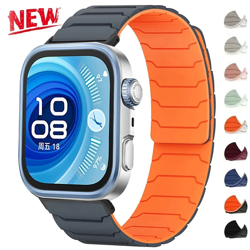 Pulseiras Magnéticas de Silicone para Huawei Watch Fit 4/Fit 3, Pulseira Esportiva de Substituição para Huawei Watch Fit