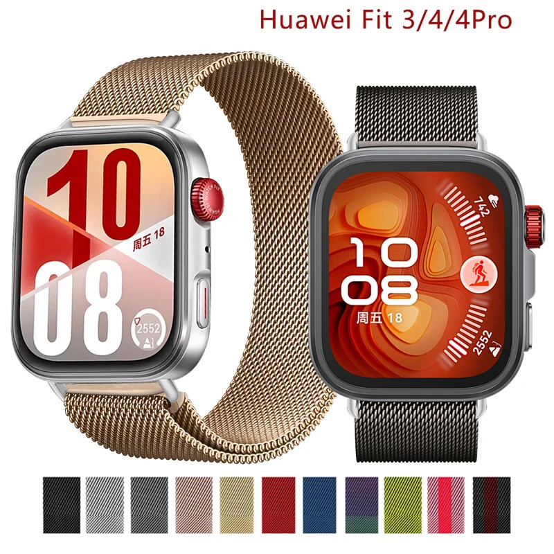 Pulseira de malha milanesa para Huawei Watch Fit 3 4 4 Pro, pulseira de malha metálica para Huawei Watch Fit3.