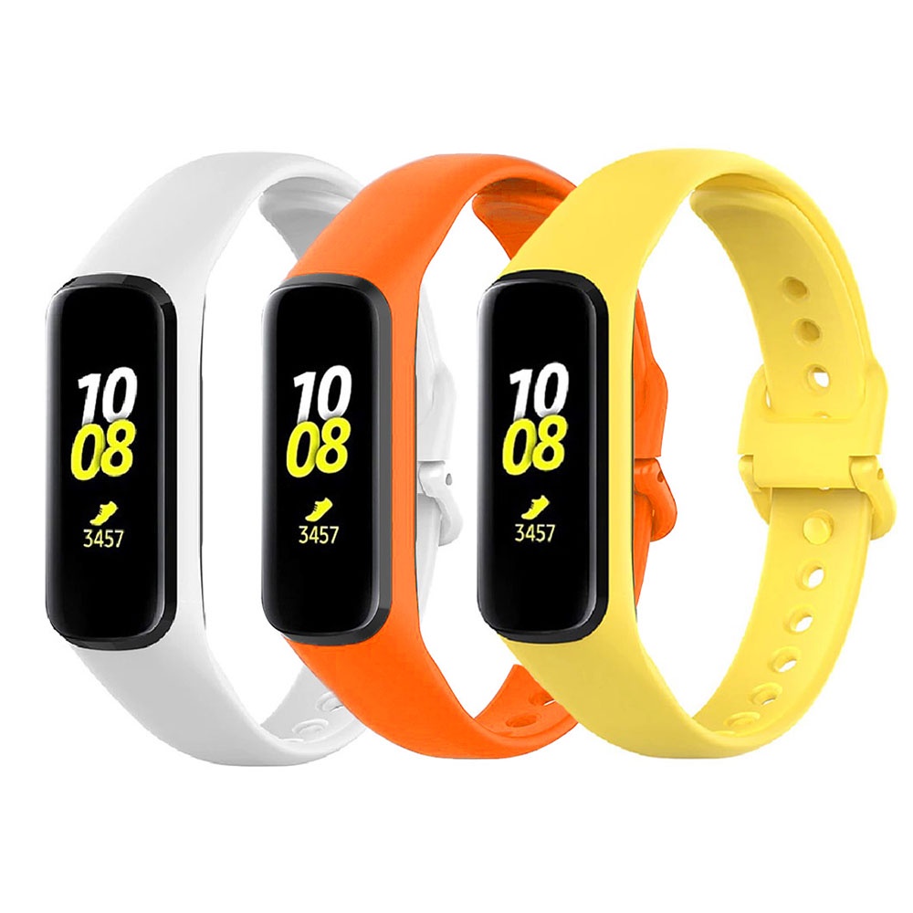 Kit 3 Pulseiras de Silicone para Samsung Galaxy Fit 2 R220 - Amarelo | Laranja | Branco