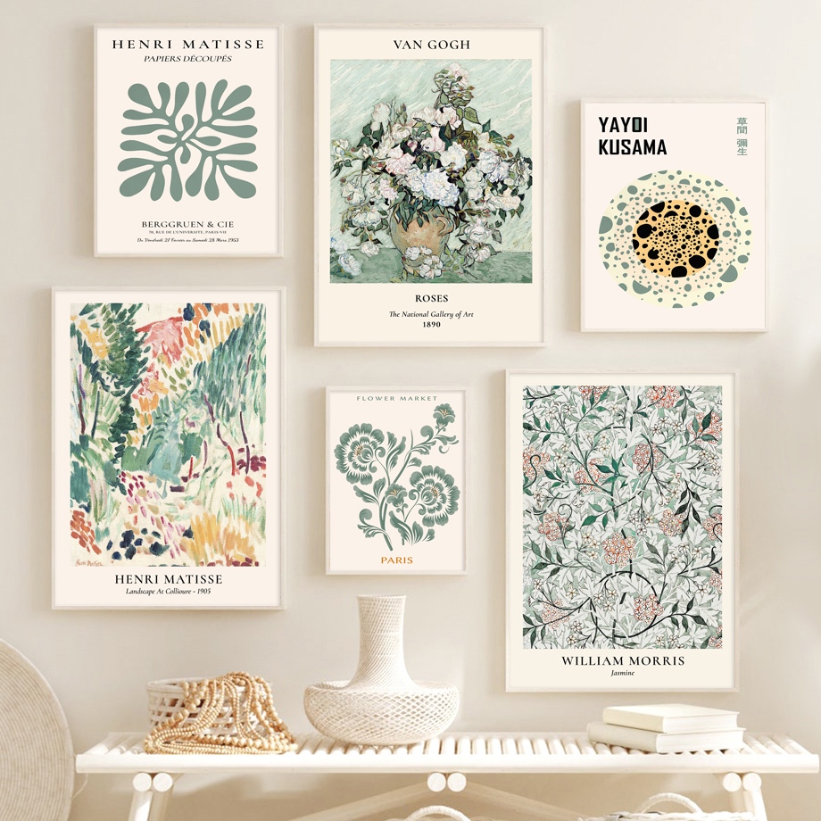 Quadro Abstrato Van Gogh William Morris Matisse Wall Art,nórdico Poster e impressões, Wall Pictures, Living Room Decor