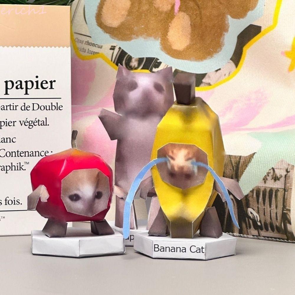 ERICH1 Modelo De Papel Para Gato , Decoração Casa Oiao Cat Huh 3D Dobrável , Por Você Mesmo