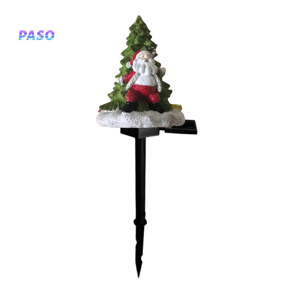 Outdoor Solar Christmas Decorations Party Supplies Garden Light Waterproof Santa Tree Resin Stake Lamp Warm Glow Lawn fo
