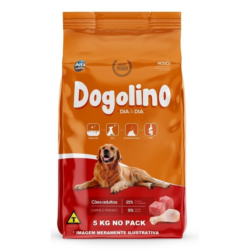 Ração Pack 5 Kg Para Cães Adultos Dogolino Alfa Pet Foods