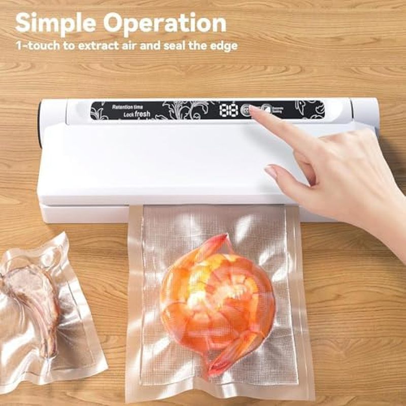 Máquina Compacta Seladora A Vácuo Para Alimentos , Potência De Sucção 75KPA , Display LED Com Temporizador Digital , Mod