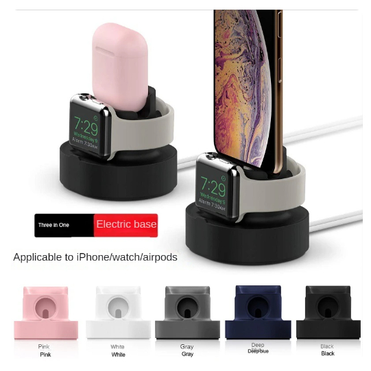 Suporte De Carregamento De Silicone Para Apple Série 9 8 7 6 5 4 3 2 1 SE  IPhone Airpods Carregador (Envio Imediato)