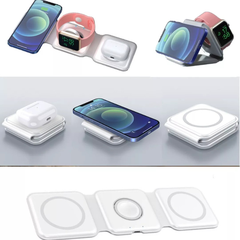 Carregador MagSafe 3 em 1 Dobrável iPhone AirPods Watch