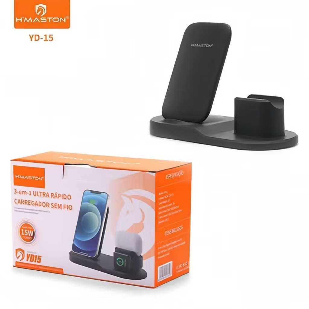 Carregador  3 Em 1 iPhone, Apple Watch E AirPods YD15 Marca H´maston