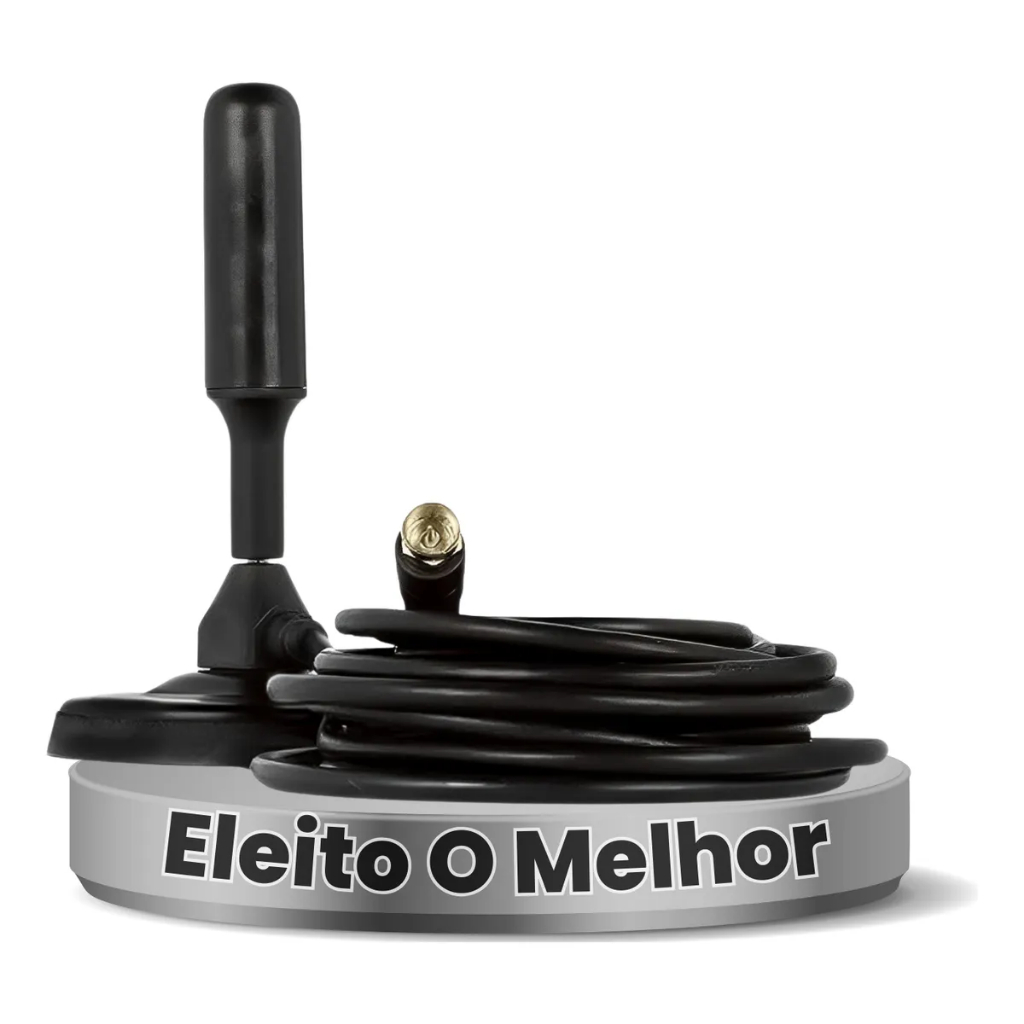Antena Digital Amplificada Interna e Externa 3.5 a 5 Metros Base Imã Prova d'água 4DBI HDTV/UHF/VHF