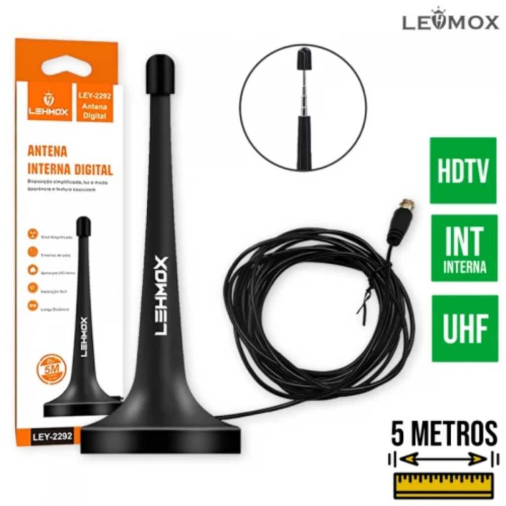 Antena Digital Amplificada Interna e Externa, CABO 5 METROS Base Imã Prova d'água 4DBI HDTV/UHF/VHF