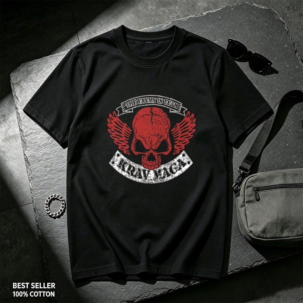 Camisetas Masculinas De Algodão , Com Design Temático Padrão De Caveira Asas , Gola Redonda , Respirável Para Todas As E