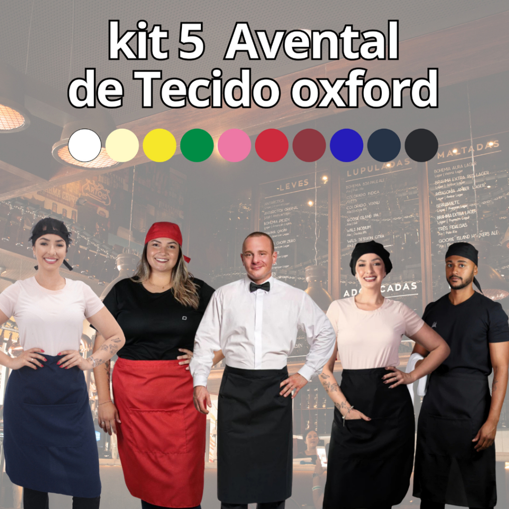 Kit Avental de Cintura Unissex Tipo Saia Profissional para Garçom Bar Restaurante Cozinha e Lanchonete