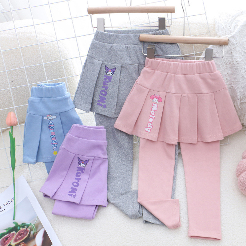 Meninas Culottes primavera outono novo estilo crianças exterior usar falso de duas peças Hakama bebê menina Leggings cal