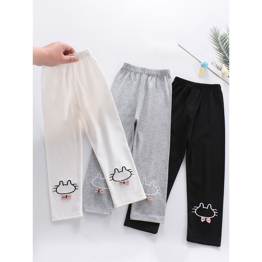 Meninas Leggings primavera outono estilo fino exterior usar calças 0-6 anos de idade bebê menina moda bordado bonito cal