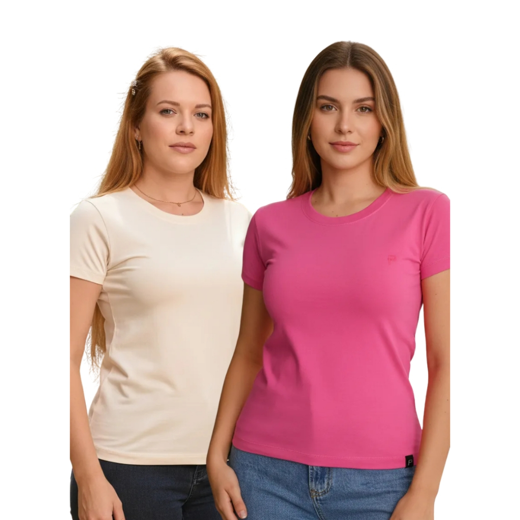 Kit 2 Blusinha Básica Feminina Blusa De Verão Manga Curta Premium Fabricante Nacional Envio Rapido