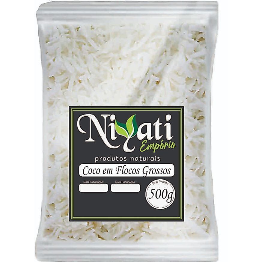 Coco Ralado em Flocos Grossos 500g Sem Adição de Açúcar