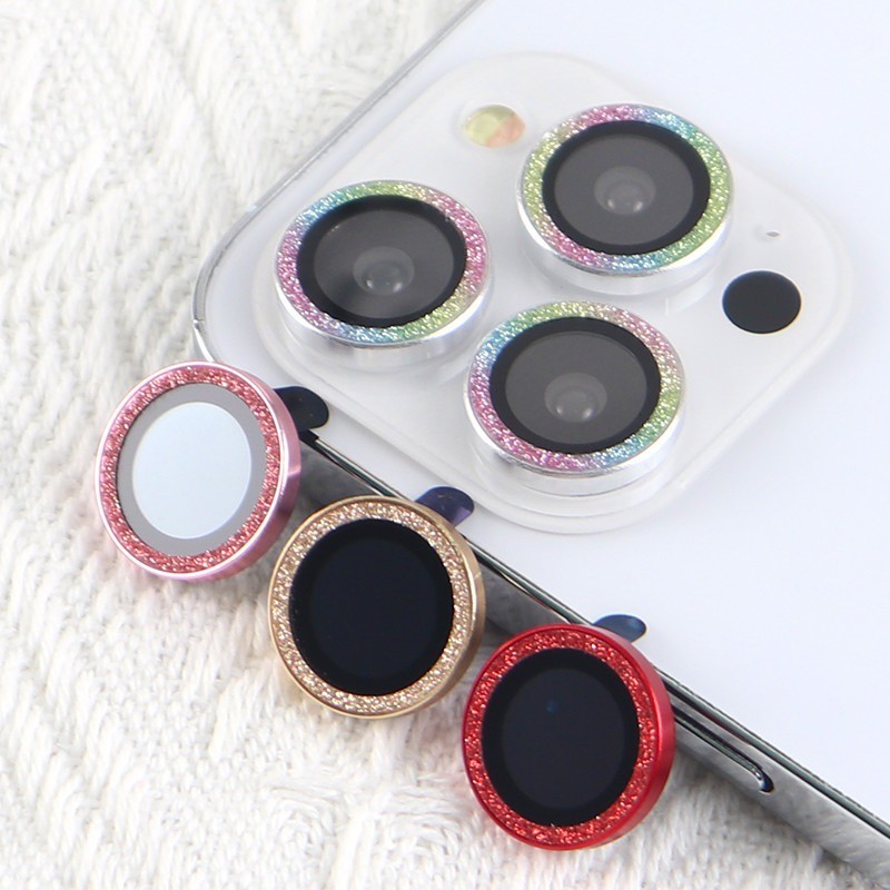 3 Pçs Metal Glitter Filme Protetor De Lente Da Câmera Para iphone 17 16 11 13 15 12 Pro Max Plus 9D Vidro Temperado