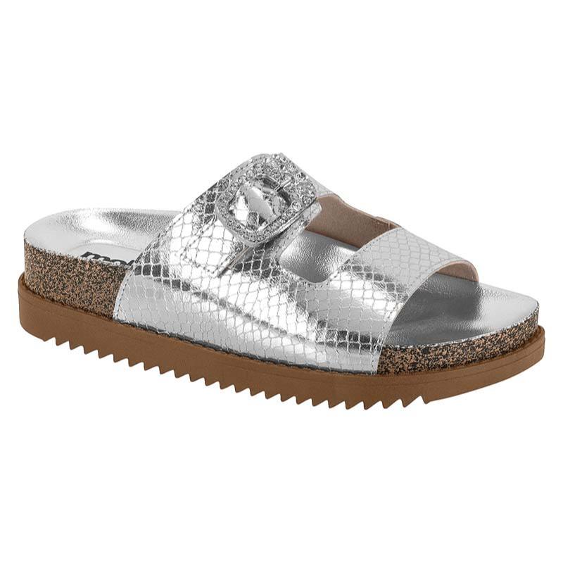 Tamanco Slide Moleca Fivela Feminino 5500.117 Prata Papete