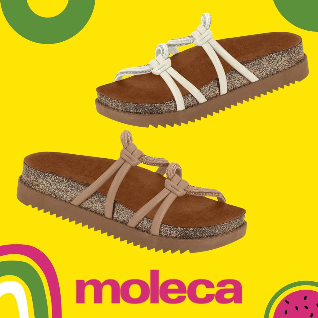 PAPETE TAMANCO MOLECA SLIDE FEMININO CONFORTÁVEL ELEGANTE CASUAL DIA A DIA ORIGINAL 5500.111
